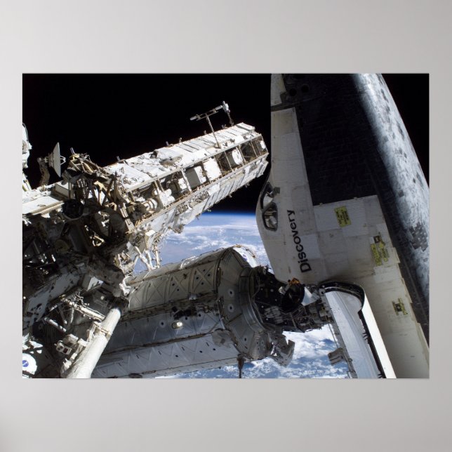 Póster Descoberta de Shuttle de Espaço encaixada com ISS  (Frente)