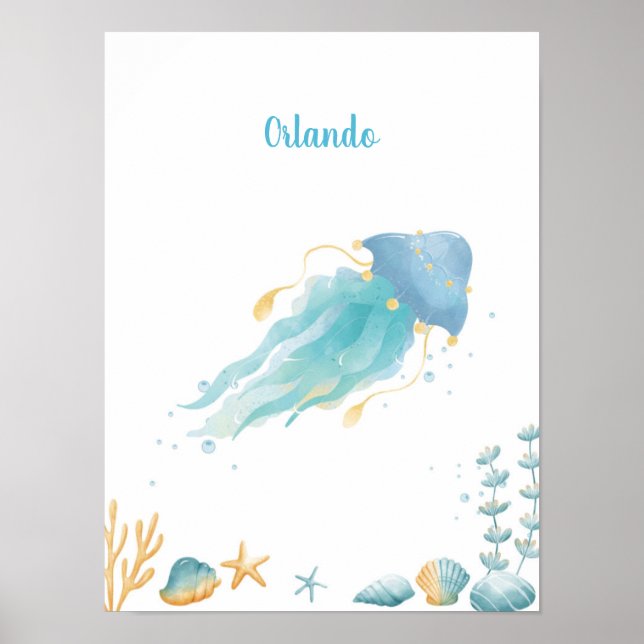 Poster Descoberta de Sonhos do Oceano Personalizável (Frente)