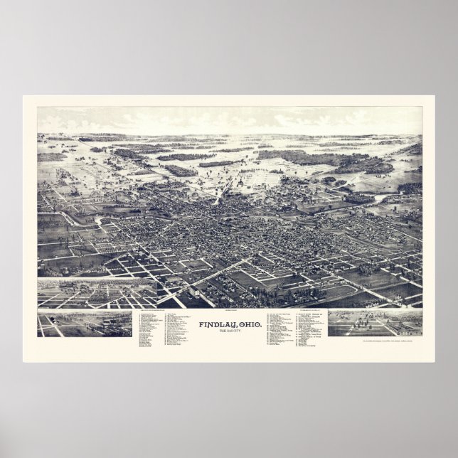 Póster Descoberta, Mapa Panorâmico OH - 1889 (Frente)