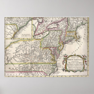Póster Descobrindo o mapa dos Estados Unidos orientais