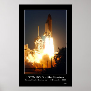 Póster Descolagem STS-108 do esforço do vaivém espacial