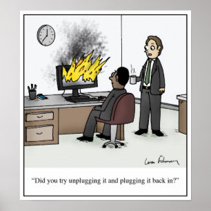 Poster Desconecte-o e obstrua- para trás nos desenhos