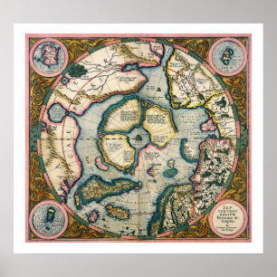 Póster Descriptio do terrarum de Septentrionalium, mapa