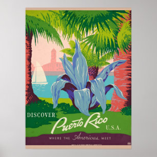 Poster Descubra a arte Viagens vintage em Porto Rico