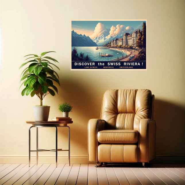 Poster Descubra a Viagens vintage suíça da Riviera (Criador carregado)