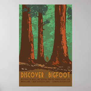 Poster Descubra Bigfoot na sequóia vermelha Forrest