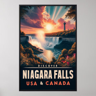 Poster Descubra o Cartaz de Viagem Antigo das Cataratas d