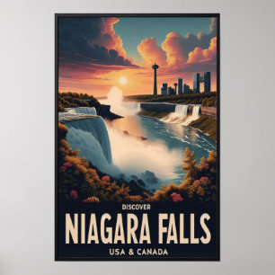 Poster Descubra o Cartaz de Viagem Antigo das Cataratas d