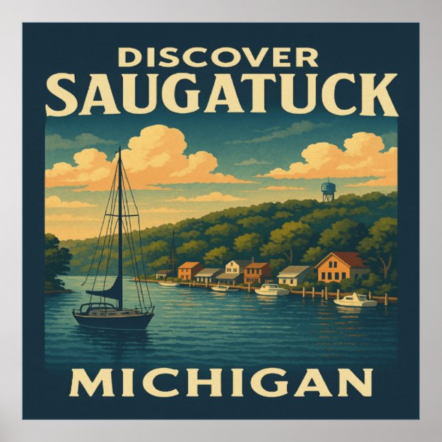 Poster Descubra o Saugatuck Michigan Viagens vintage (Frente)