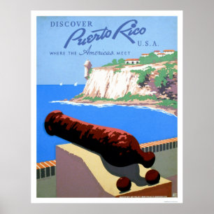 Poster Descubra Porto Rico 1940 WPA