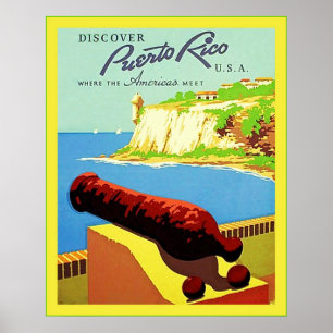 Póster Descubra viagens vintage do ~ de Puerto Rico