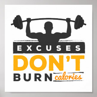 Poster Desculpe Não Queimar Calorias Motivação de Malhaçã