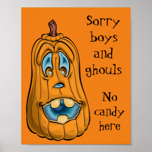 Poster Desculpe, Sem Sinal De Porta De Halloween Doce