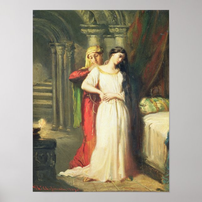 Póster Desdemona Retirando-se à cama dela, 1849 (Frente)