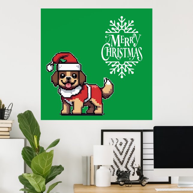 Poster Desejamos-lhe um feliz natal com papais noeis de c (Escritório em casa)