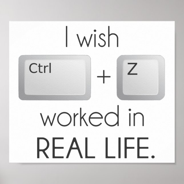 Póster Desejo que o Ctrl Z funcione na vida real (Frente)