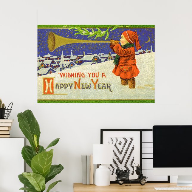 Poster Desejo-te um Feliz ano novo (Escritório em casa)