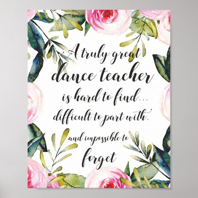 Poster Desejos de agradecimento ao professor de dança (Frente)
