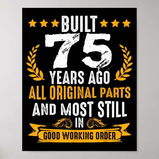 Poster Desejos de Aniversário de 75 Anos de Idade Constru (Frente)