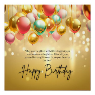 Póster Desejos de Aniversário Dourado