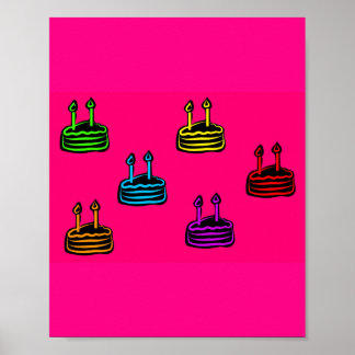 Poster desejos de bolos de aniversário