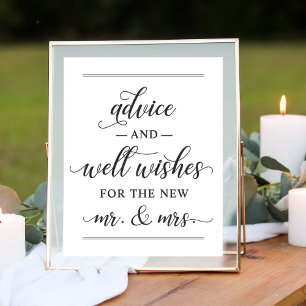 Poster Desejos de casamento de letra preta elegante