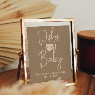 Poster Desejos de Chá de fraldas de Urso Simples e Minima