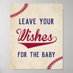 Poster Desejos temáticos do chá de fraldas do basebol