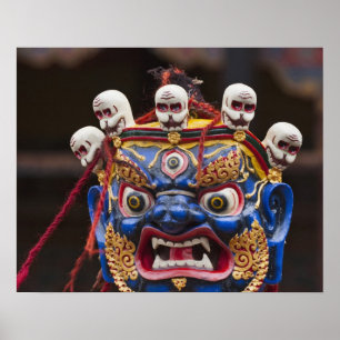 Póster Desempenho de dança de máscara no Tshechu Festiv
