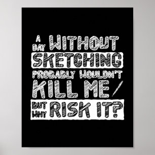 Poster Desenhando Artistas de Tinta de Desenho de Lápis d