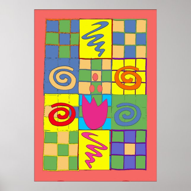 Póster Desenho Abstrato em Quadrados (Frente)