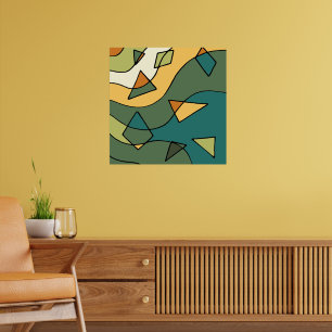 Poster desenho abstrato vintage feito à mão