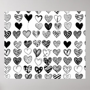 Poster Desenho Adorável de Críbula de Coração Preto