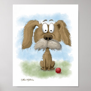 Poster Desenho Animado Adorável de um Cãozinho Desgrenhad