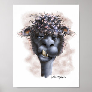 Poster Desenho Animado de Alpaca Dementada