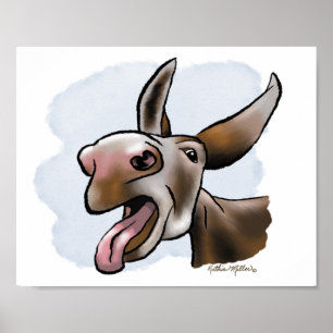 Poster Desenho Animado de Burro Louco e Divertido