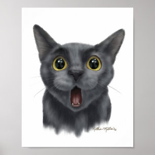 Poster Desenho animado de gato preto engraçado