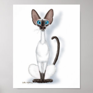Poster Desenho animado de gato siamês alto e excêntrico