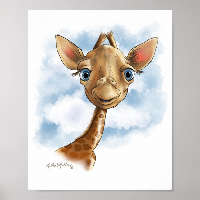 Poster Desenho animado de Girafa Bebê Fofo (Frente)