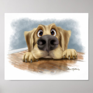 Poster Desenho animado de Golden Retriever Fofo