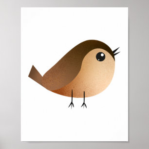 Poster Desenho animado de passarinho fofo
