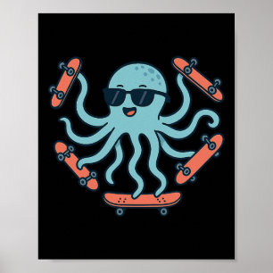 Poster Desenho Animado de Polvo Skate Legal