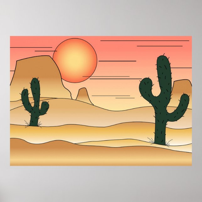 Poster Desenho animado do deserto (Frente)