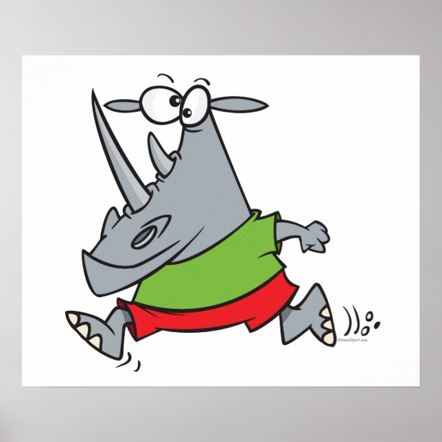 Poster desenho animado do jogger rhino (Frente)