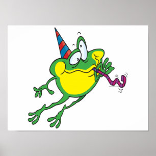 Póster desenho animado do sapo de festa