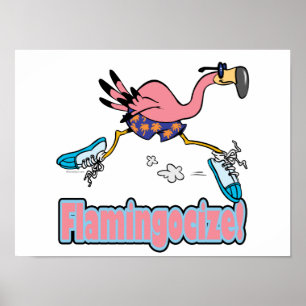 Póster desenho animado flamingocize corrida flamingo