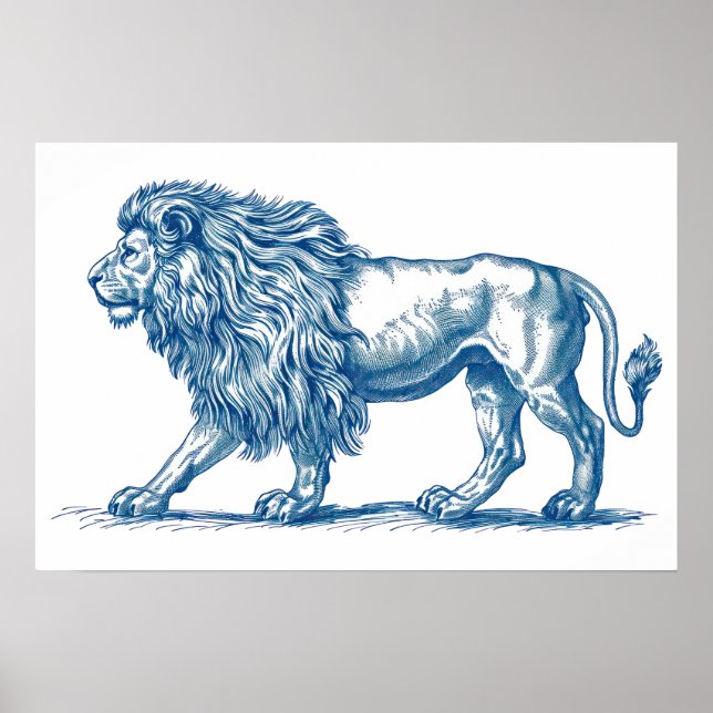 Poster Desenho antigo de um Leão (Frente)