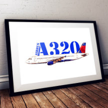 Desenho aquarela do avião Airbus A320