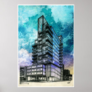 Póster Desenho arquitectónico da construção moderna