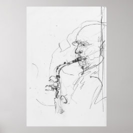 Poster Desenho artístico saxofonista -